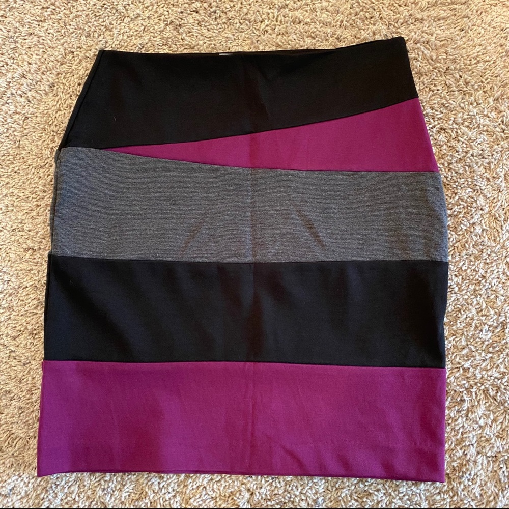 Kenar Black and Purple striped Mini Skirt